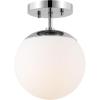 JONATHAN Y JYL7499C Marcel Bistro 7.75″ 1-Light Bohemian Farmhouse Iron/Frosted Glass LED Semi Flush Mount, Black/White for Bedroom, Living Room, Kitchen, Home Office, Kids Room(Chrome / White)