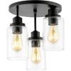 JONATHAN Y JYL7556A Jonah 12″ 3-Light Bohemian Farmhouse Iron/Seeded Glass LED Semi Flush Mount Modern Contemporary 2700K Cozy Warm Light Kitchen Hallway Bathroom Bedroom Foyer, Black/Clear