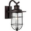 JONATHAN Y JYL7604A Westfield 10.5″ 1-Light Iron/Seeded Glass Rustic Industrial Cage LED Outdoor Lantern Classic Cottage Traditional Transitional Patio Porch Doorway, Oil Rubbed Bronze