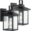 JONATHAN Y JYL7608A-SET2 Bungalow 6.75″ 1-Light Iron/Seeded Glass Rustic Traditional Lantern LED Outdoor Lantern Classic Cottage Transitional Patio Porch Doorway Entryway, Black (Set of 2)