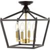 JONATHAN Y JYL7610G Plains Mini Lantern 12″ 4-Light Iron Modern Farmhouse LED Flush Mount, Office, Living Room, Family Room, Dining Room, Bedroom, Hallway, Foyer, Oil Rubbed Bronze/Brass Gold(Oil Rubbed Bronze/Brass Gold)