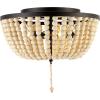 JONATHAN Y JYL9019B Allison 15″ Wood Beaded/Metal LED Flush Mount, Contemporary, Transitional, for Bedroom, Livingroom, Office Oil Rubbed Bronze(Oil Rubbed Bronze/Cream)