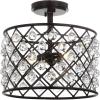 JONATHAN Y JYL9023A Gabrielle 14.5″ Crystal/Metal LED Semi-Flush Mount, Contemporary,Transitional,Glam for Kitchen, Living Room, Oil Rubbed Bronze