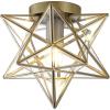 JONATHAN Y JYL9035D Stella 12″ Moravian Star Metal/Glass LED Flush Mount Contemporary Dimmable, for Kitchen,Hallway,Bathroom,Stairwell, Oil Rubbed Bronze/Mercury(Gold)