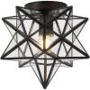 JONATHAN Y JYL9035D Stella 12″ Moravian Star Metal/Glass LED Flush Mount Contemporary Dimmable, for Kitchen,Hallway,Bathroom,Stairwell, Oil Rubbed Bronze/Mercury(Oil-Rubbed Bronze)