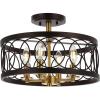 JONATHAN Y JYL9040B Sylvain 15.5″ Metal Bohemian, Cottage, Farmhouse, Rustic, Transitional LED Semi-Flush Mount for Bedroom, Living Room, Home, Hallway, Office, Oil Rubbed Bronze/Brass Gold(Oil Rubbed Bronze/Brass Gold)