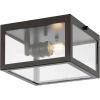 JONATHAN Y JYL9501C Grayson 12″ 2-Light Bohemian Farmhouse Iron/Glass LED Flush Mount Transitional Rustic 2700K Cozy Warm Light Kitchen Hallway Bathroom Stairwell Entryway Foyer, Brass Gold/Clear(Oil-Rubbed Bronze)
