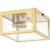 JONATHAN Y JYL9501C Grayson 12″ 2-Light Bohemian Farmhouse Iron/Glass LED Flush Mount Transitional Rustic 2700K Cozy Warm Light Kitchen Hallway Bathroom Stairwell Entryway Foyer, Brass Gold/Clear(Brass Gold)