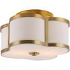 JONATHAN Y JYL9507B Quatrefoil Scalloped Shade Metal Classic LED Flush Mount, Glam Dimmable for Kitchen Hallway Bathroom, 2 Light, Brass Gold(Brass Gold)