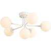 JONATHAN Y JYL9542A Olivier Parisian 24″ 6-Light Globe Modern Industrial Iron Bistro LED Semi Flush Mount Transitional Farmhouse Kitchen Hallway Bathroom Bedroom Entryway Foyer, Gold(White)