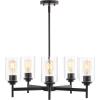JONATHAN Y JYL9546A Orpheus 24″ 5-Light Farmhouse Industrial Iron Cylinder LED Chandelier Modern Transitional Adjustable Dining Room Living Room Kitchen Island Foyer, Oil Rubbed Bronze/Clear