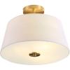 JONATHAN Y JYL9922A Isabella 15″ 3-Light Modern Midcentury Iron LED Semi Flush Mount Contemporary French Country 2700K Cozy Warm Light Kitchen Hallway Bathroom Bedroom Foyer, Brass Gold/White