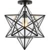 JONATHAN Y JYL9923A Ava 14.5″ 1-Light Farmhouse Bohemian Iron/Glass LED Semi Flush Mount Modern Contemporary 2700K Cozy Warm Light Kitchen Hallway Bathroom Bedroom Entryway Foyer, Black/Clear