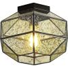 JONATHAN Y JYL9924A Evelyn 12.5″ 1-Light Vintage Farmhouse Iron/Glass LED Flush Mount Modern Contemporary 2700K Cozy Warm Light Kitchen Hallway Bathroom Stairwell Entryway Foyer, Oil Rubbed Bronze