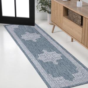 JONATHAN Y Vintage Medallion Indoor Outdoor Area Rug 8X10 Terra/Cream, Arden Casual for Backyard, Patio, Porch, Easy-Cleaning, High Traffic, Pet-Friendly, Non-Shedding (SMB300E-8)(Blue/Cream)