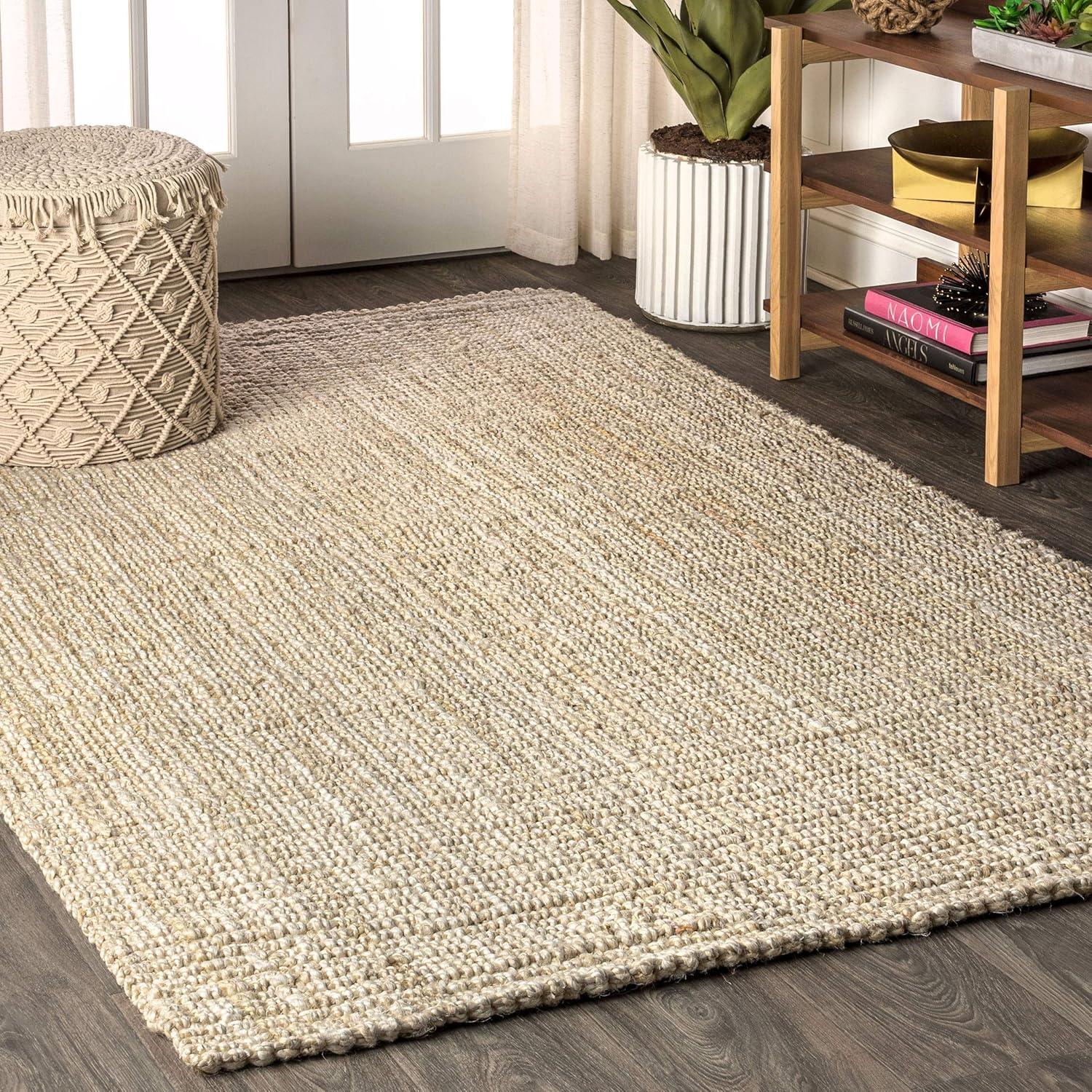 imageJONATHAN Y Hiro Hand Woven Chunky Jute Ivory Indoor Area Rug 8x10 Bohemian Transitional EasyCleaning for Living Room Bedroom Kitchen Pet Friendly NonShedding NFR103A8Ivory