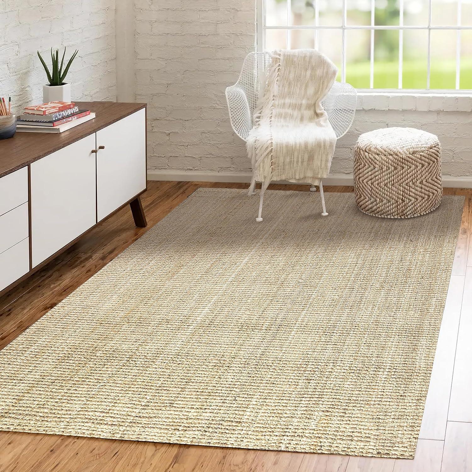 imageJONATHAN Y Hiro Hand Woven Chunky Jute Ivory Indoor Area Rug 8x10 Bohemian Transitional EasyCleaning for Living Room Bedroom Kitchen Pet Friendly NonShedding NFR103A8Ivory
