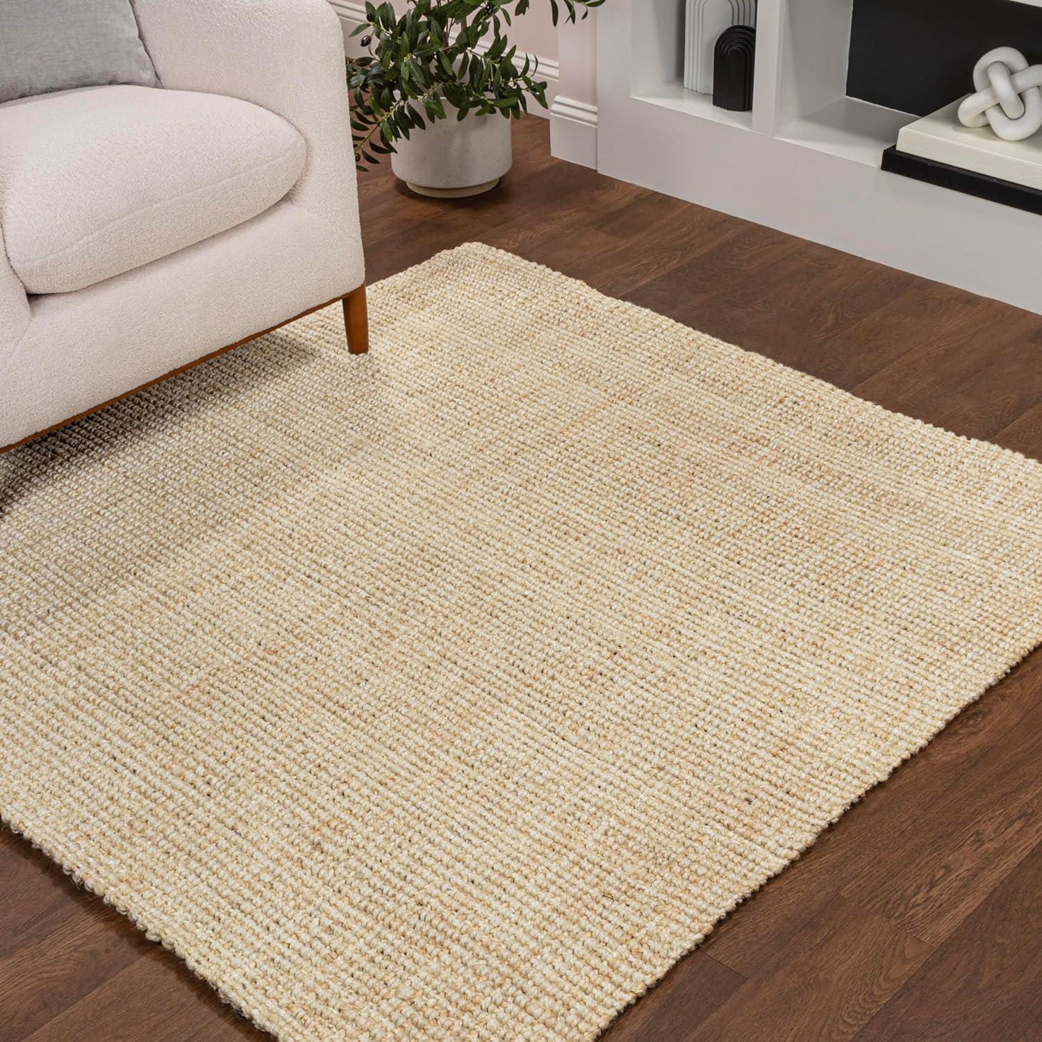 imageJONATHAN Y Hiro Hand Woven Chunky Jute Ivory Indoor Area Rug 8x10 Bohemian Transitional EasyCleaning for Living Room Bedroom Kitchen Pet Friendly NonShedding NFR103A8Ivory