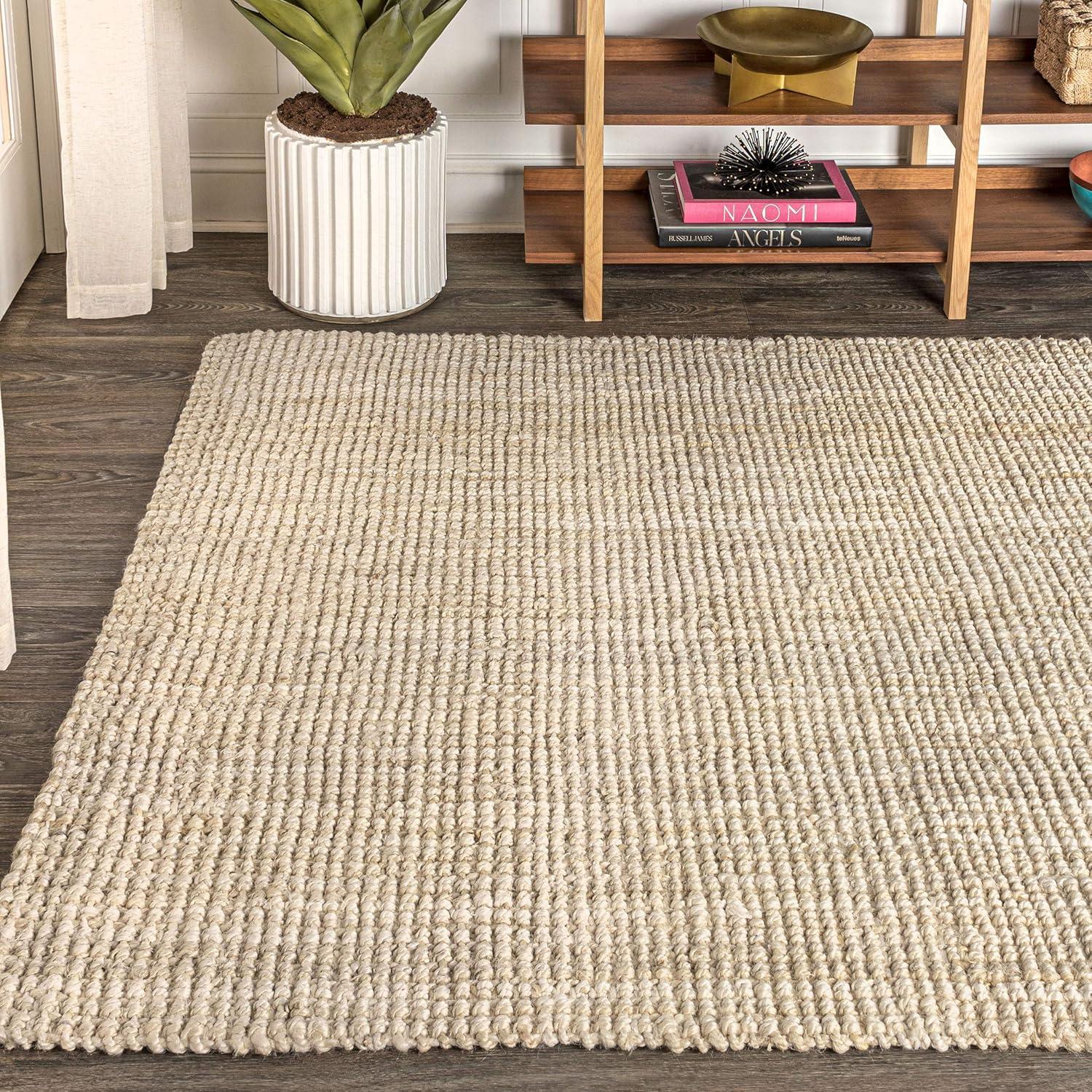 imageJONATHAN Y Hiro Hand Woven Chunky Jute Ivory Indoor Area Rug 8x10 Bohemian Transitional EasyCleaning for Living Room Bedroom Kitchen Pet Friendly NonShedding NFR103A8Ivory