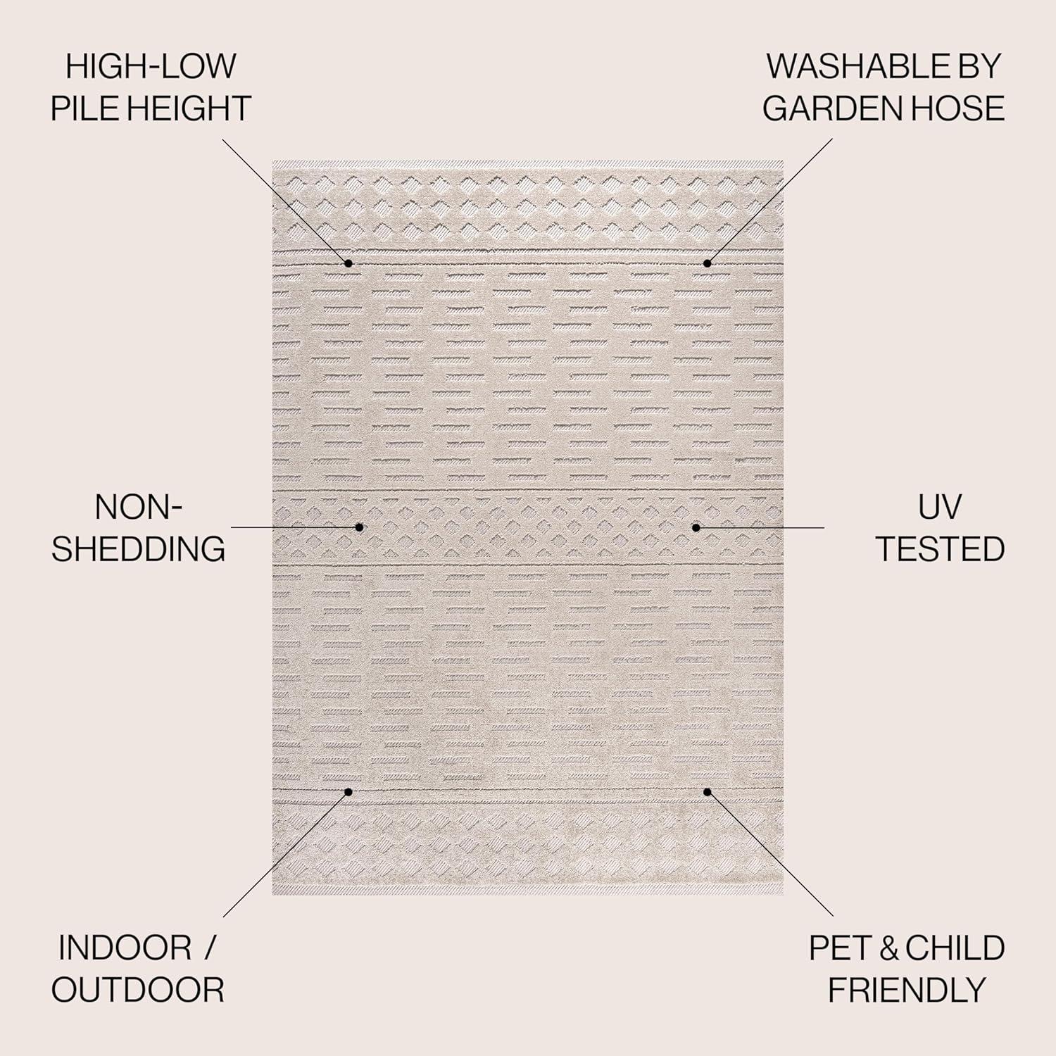 imageJONATHAN Y Moroccan Geometric Indoor Outdoor Area Rug 8X10 Beige Xlendi HighLow Pile for Backyard Patio Porch EasyCleaning High Traffic PetFriendly NonShedding SBH100A8Beige