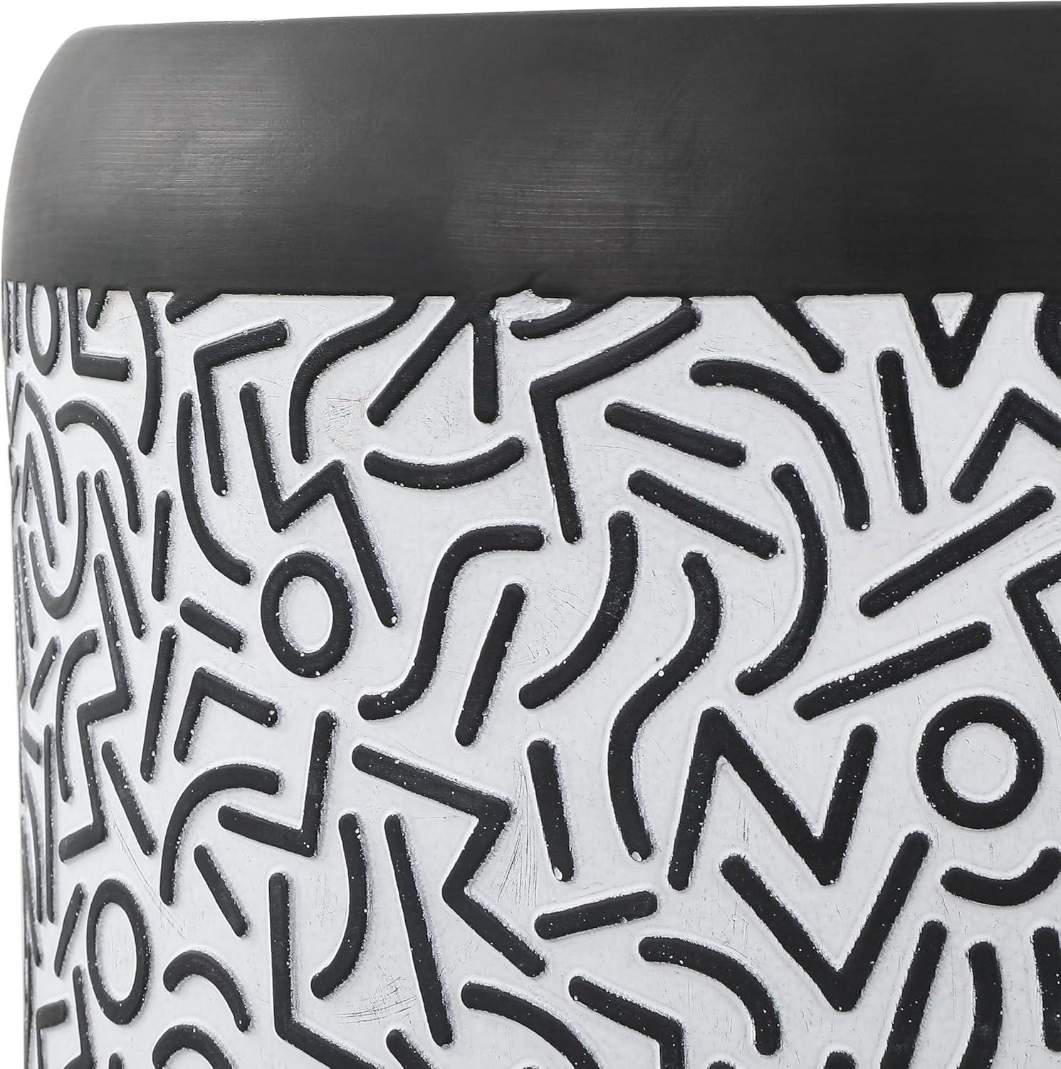 imageJONATHAN Y TBL1028A Indi 1775quot Modern Bohemian Geometric Drum Garden Stool BlackWhite