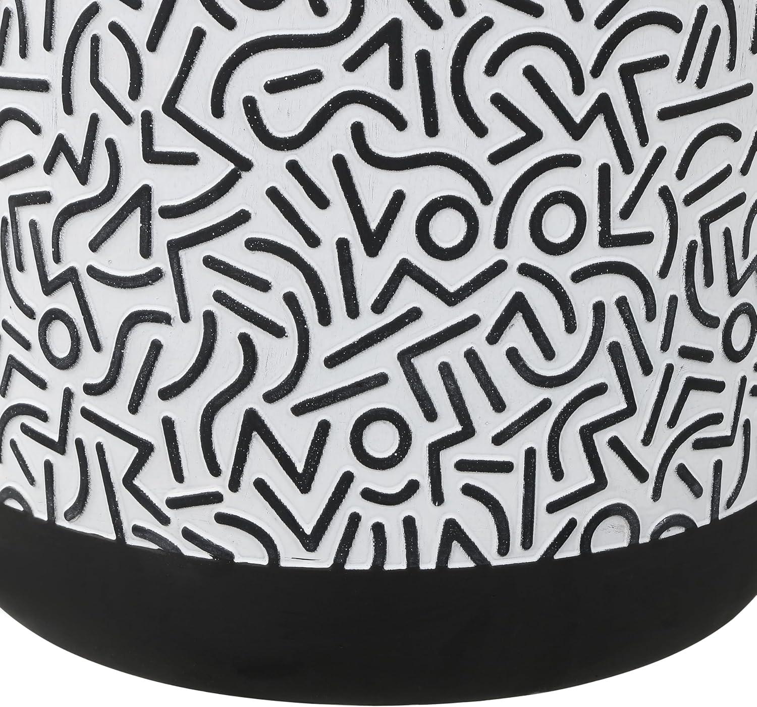 imageJONATHAN Y TBL1028A Indi 1775quot Modern Bohemian Geometric Drum Garden Stool BlackWhite