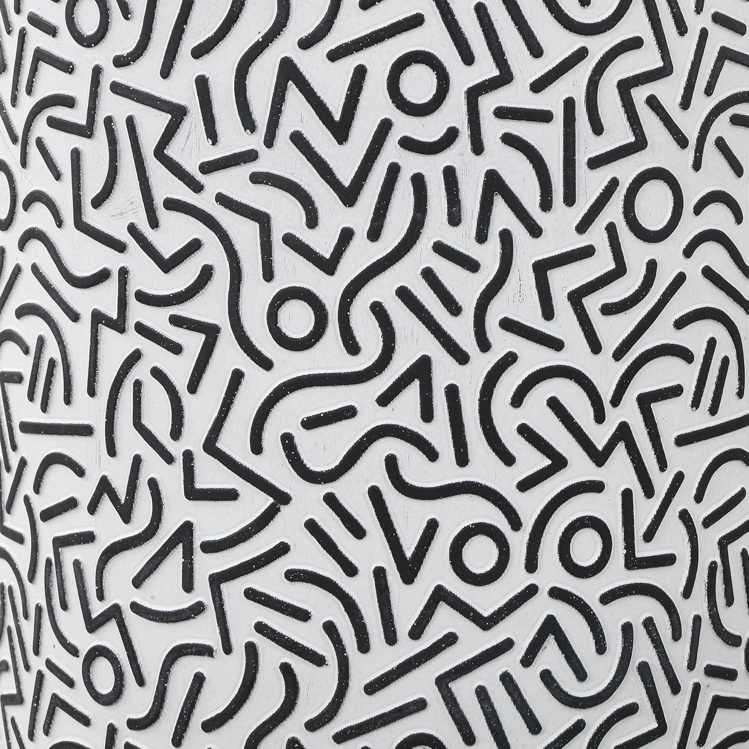 imageJONATHAN Y TBL1028A Indi 1775quot Modern Bohemian Geometric Drum Garden Stool BlackWhite