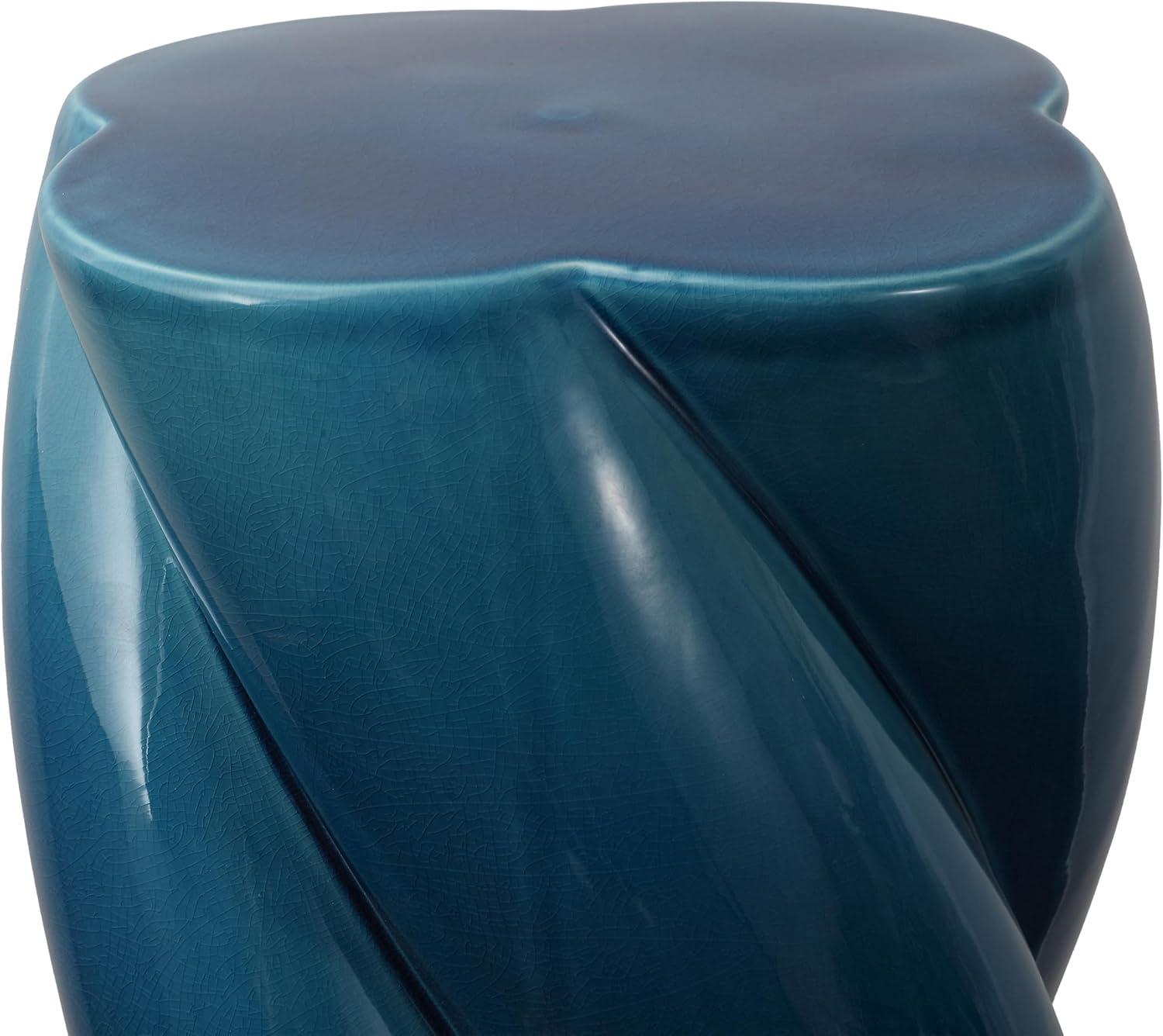 imageJONATHAN Y TBL1036C Yves 18quot Modern Minimalist Rope Twist Ceramic IndoorOutdoor Garden Stool Bohemian Coastal Cottage Traditional SpillProof Living Room Garden Room Cracked BlueCracked Blue