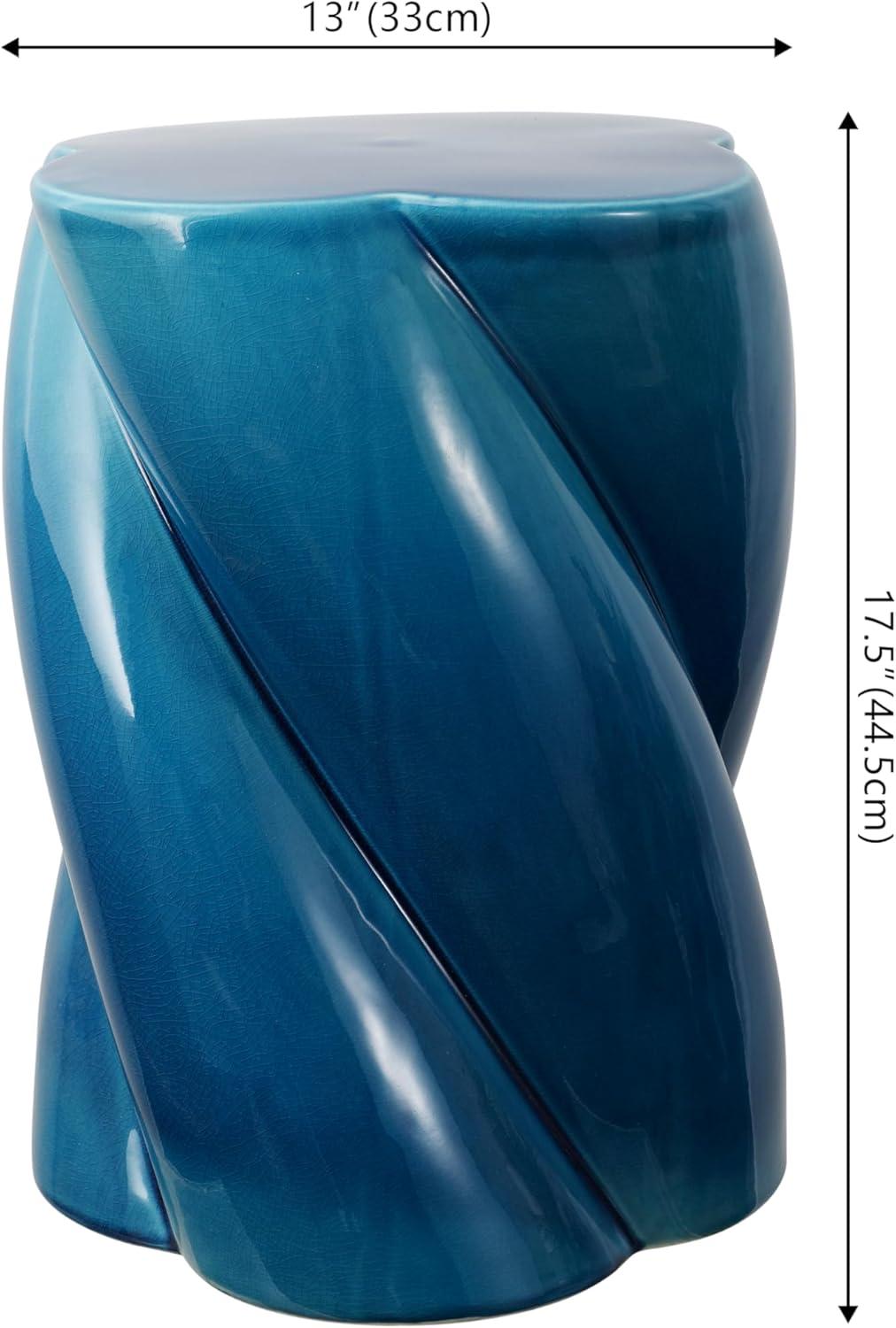 imageJONATHAN Y TBL1036C Yves 18quot Modern Minimalist Rope Twist Ceramic IndoorOutdoor Garden Stool Bohemian Coastal Cottage Traditional SpillProof Living Room Garden Room Cracked BlueCracked Blue