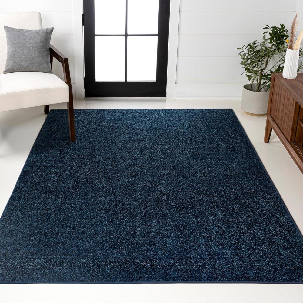 imageJONATHAN Y Haze Solid LowPile Navy Indoor Area Rug 5x8 CoastalBohemianMinimalistClassic EasyCleaning for Living RoomBedroomKitchenPet FriendlyNonShedding SEU100C5