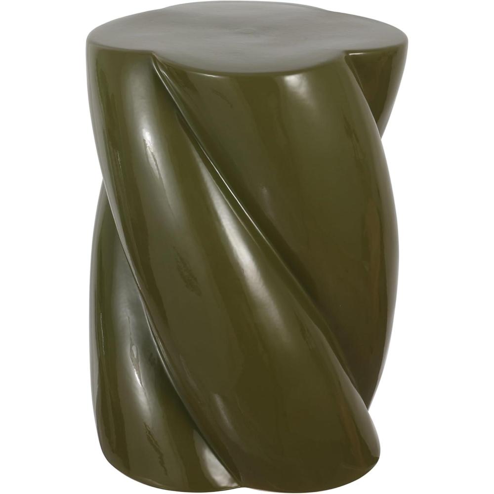 imageJONATHAN Y TBL1036C Yves 18quot Modern Minimalist Rope Twist Ceramic IndoorOutdoor Garden Stool Bohemian Coastal Cottage Traditional SpillProof Living Room Garden Room Cracked BlueForest Green