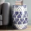 JONATHAN Y TBL1014A Happy Hearts 17.8″ Chinoiserie Ceramic Drum Indoor/Outdoor Garden Stool, Bohemian, Coastal, Cottage, French Country, Traditional, Side Table, Plant Stand, Spill-Proof, Blue/White