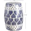 JONATHAN Y TBL1014A Happy Hearts 17.8″ Chinoiserie Ceramic Drum Indoor/Outdoor Garden Stool, Bohemian, Coastal, Cottage, French Country, Traditional, Side Table, Plant Stand, Spill-Proof, Blue/White