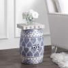 JONATHAN Y TBL1014A Happy Hearts 17.8″ Chinoiserie Ceramic Drum Indoor/Outdoor Garden Stool, Bohemian, Coastal, Cottage, French Country, Traditional, Side Table, Plant Stand, Spill-Proof, Blue/White