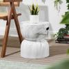 JONATHAN Y TBL1033A Zakhai 14.75″ Contemporary Modern Marble Glaze Drum Indoor/Outdoor Garden Stool, White/Gray
