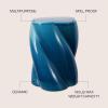 JONATHAN Y TBL1036C Yves 18″ Modern Minimalist Rope Twist Ceramic Indoor-Outdoor Garden Stool, Bohemian, Coastal, Cottage, Traditional, Spill-Proof, Living Room, Garden Room, Cracked Blue(Cracked Blue)