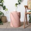 JONATHAN Y TBL1036C Yves 18″ Modern Minimalist Rope Twist Ceramic Indoor-Outdoor Garden Stool, Bohemian, Coastal, Cottage, Traditional, Spill-Proof, Living Room, Garden Room, Cracked Blue(Pink)