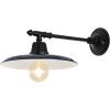 JONATHAN Y JYL7616B Bonner 12″ 1-Light Farmhouse Industrial Indoor/Outdoor Iron LED Victorian Arm Outdoor Sconce Metal Round Shade Vintage Cottage Rustic Porch Patio Yard Barn, Black(Navy/Black)