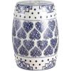 JONATHAN Y TBL1014A Happy Hearts 17.8″ Chinoiserie Ceramic Drum Indoor/Outdoor Garden Stool, Bohemian, Coastal, Cottage, French Country, Traditional, Side Table, Plant Stand, Spill-Proof, Blue/White
