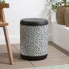 JONATHAN Y TBL1028A Indi 17.75″ Modern Bohemian Geometric Drum Garden Stool, Black/White