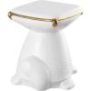 JONATHAN Y TBL1034A Caspian 14.75″ Modern Bohemian Ceramic Turtle Indoor/Outdoor Garden Stool, Coastal, Cottage, French Country, Traditional, Spill-Proof, Living Room, Garden Room, Patio, White/Gold