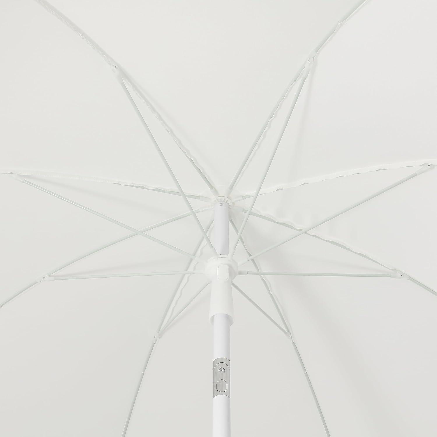 imageJONATHAN Y UMB1004H Horizon 65 ft Classic MidCentury Scalloped Fringe Market Beach Umbrella with PushButton Tilt Wind Vent and UV Protection and Matching Carry Bag in Coral PinkWhite Brown PoleWhite