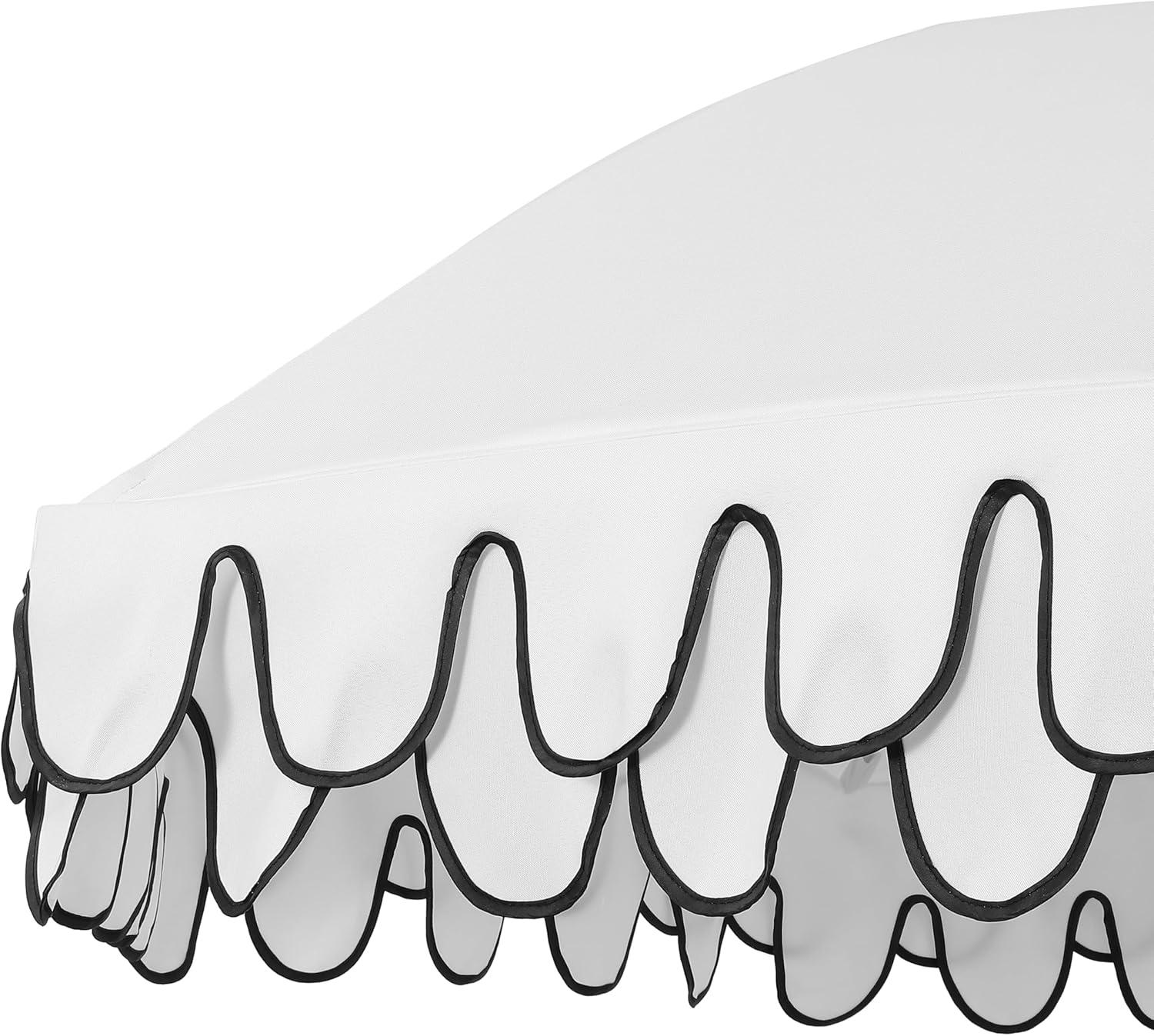 imageJONATHAN Y UMB1004H Horizon 65 ft Classic MidCentury Scalloped Fringe Market Beach Umbrella with PushButton Tilt Wind Vent and UV Protection and Matching Carry Bag in Coral PinkWhite Brown PoleWhite