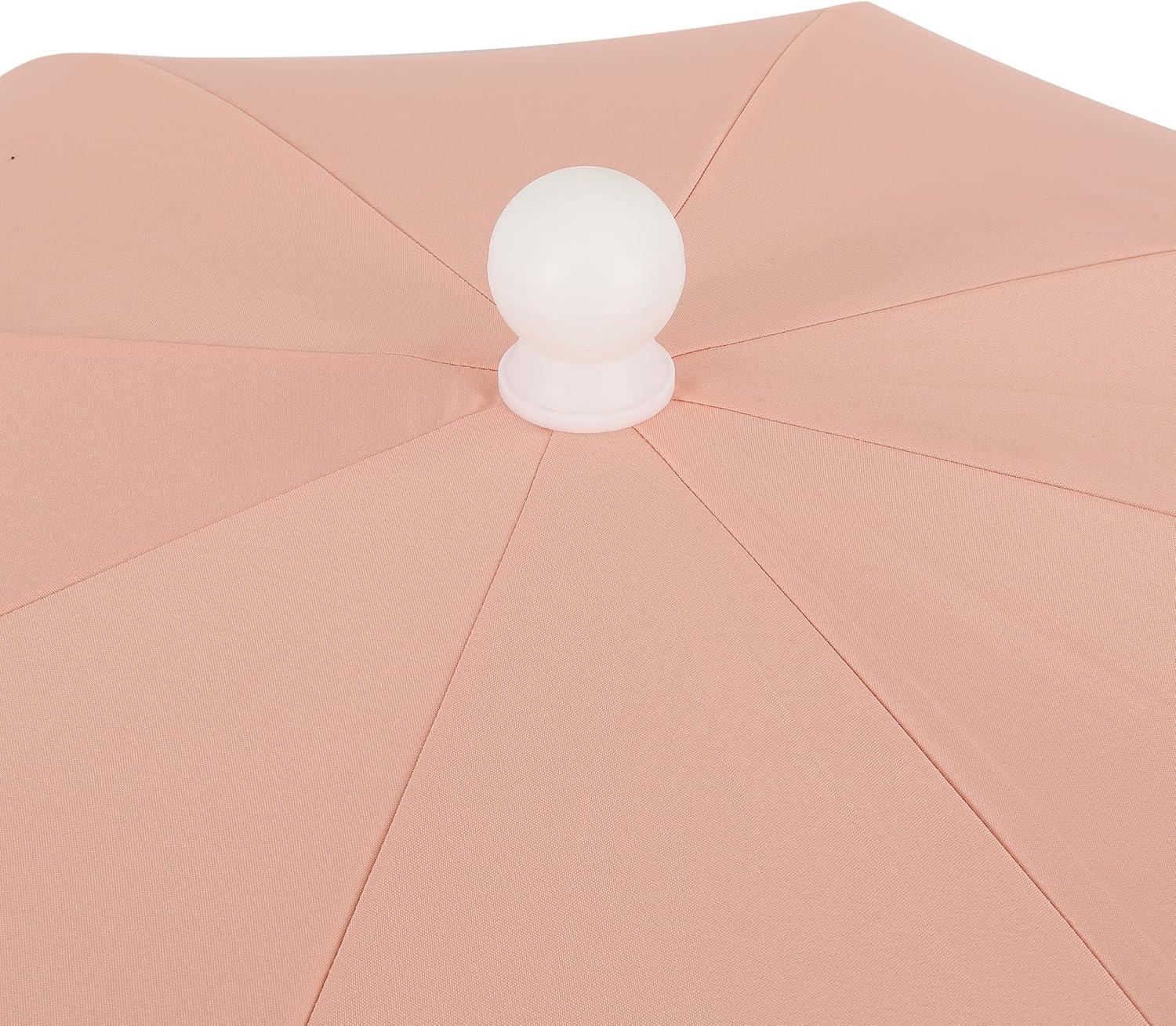imageJONATHAN Y UMB1004H Horizon 65 ft Classic MidCentury Scalloped Fringe Market Beach Umbrella with PushButton Tilt Wind Vent and UV Protection and Matching Carry Bag in Coral PinkWhite Brown PoleCoral Pink