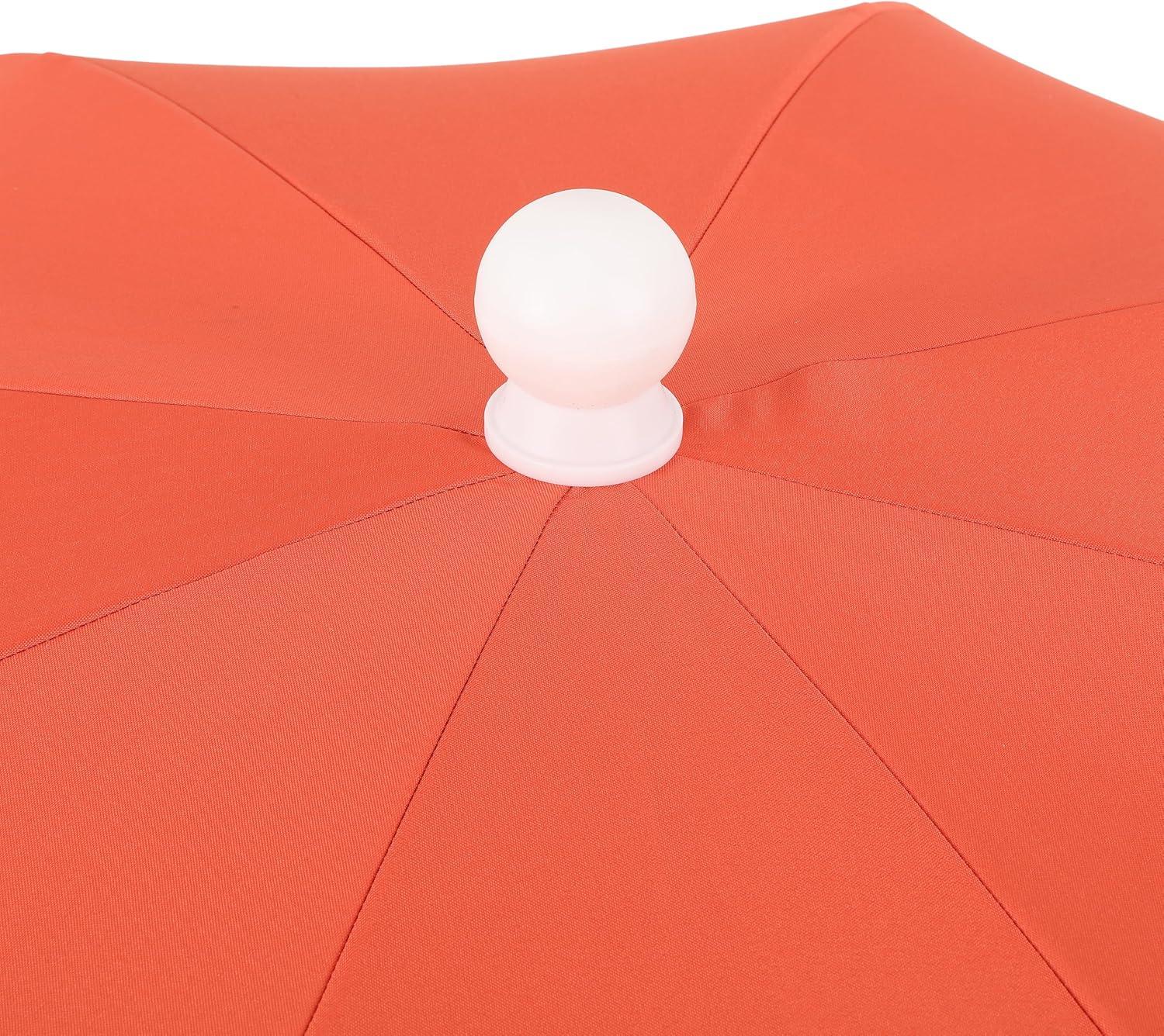 imageJONATHAN Y UMB1004H Horizon 65 ft Classic MidCentury Scalloped Fringe Market Beach Umbrella with PushButton Tilt Wind Vent and UV Protection and Matching Carry Bag in Coral PinkWhite Brown PoleCoral Red