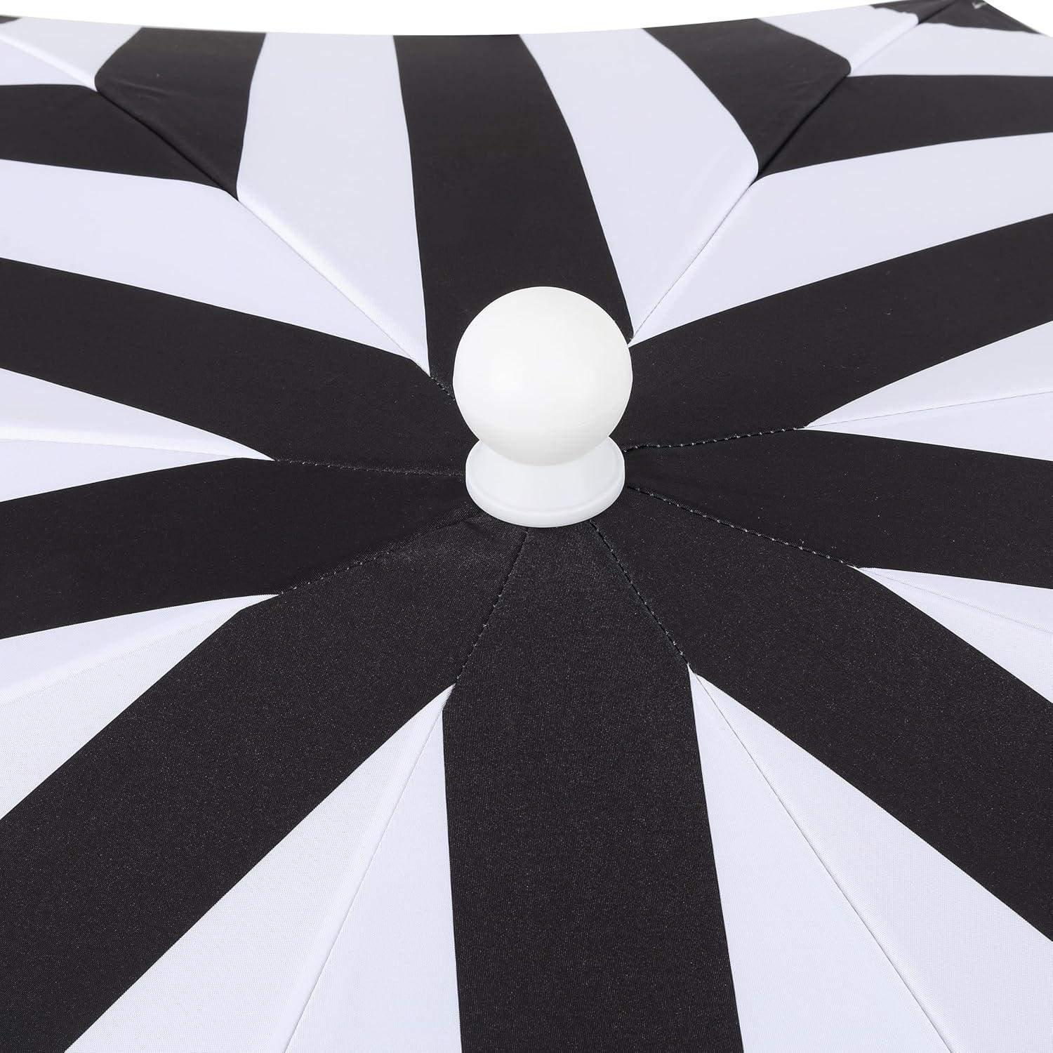 imageJONATHAN Y UMB1005E Mariner 65 ft Classic Cottage Fringe Tassel Market Beach Umbrella with Push Button Tilt Wind Vent and UV Protection and Matching Carry Bag in Cream White PoleBlackWhite