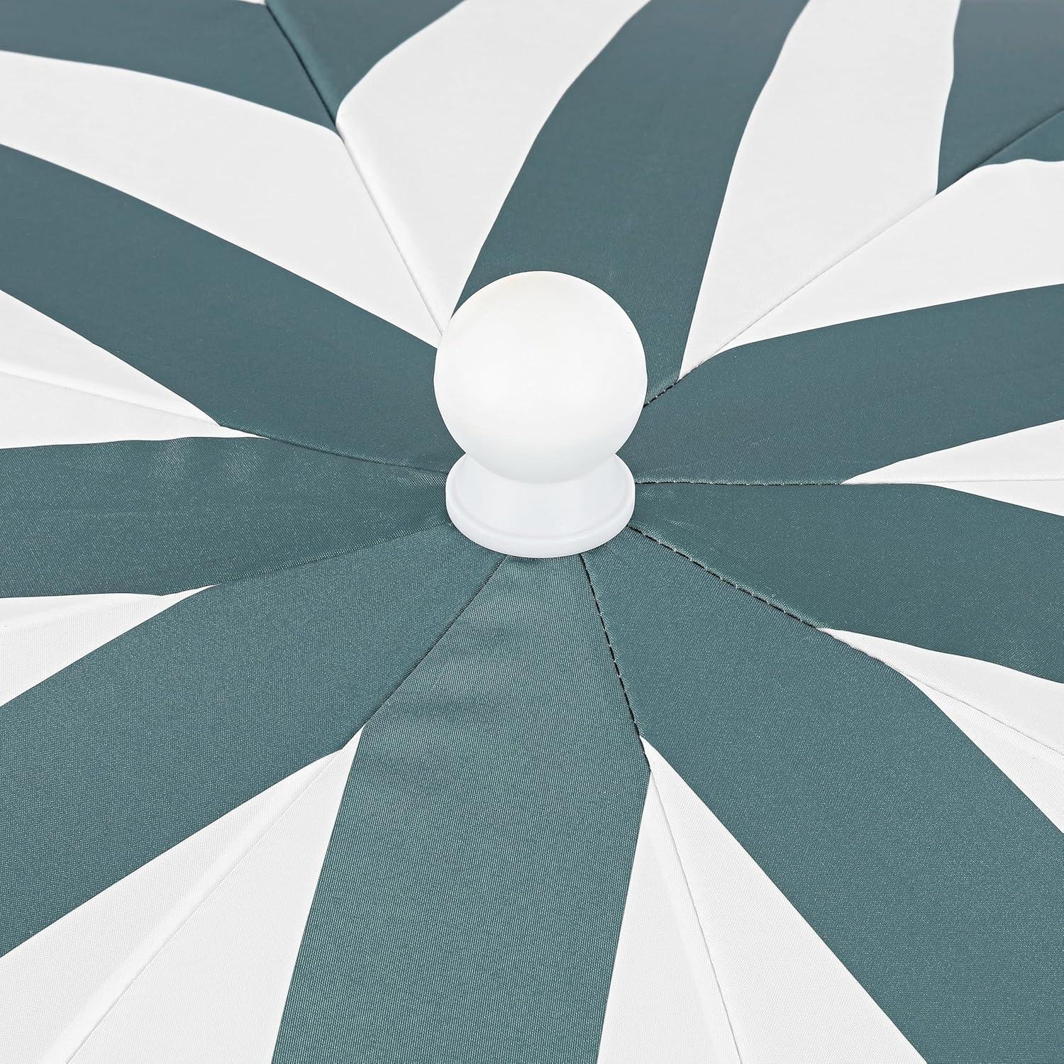 imageJONATHAN Y UMB1005E Mariner 65 ft Classic Cottage Fringe Tassel Market Beach Umbrella with Push Button Tilt Wind Vent and UV Protection and Matching Carry Bag in Cream White PoleGreenWhite