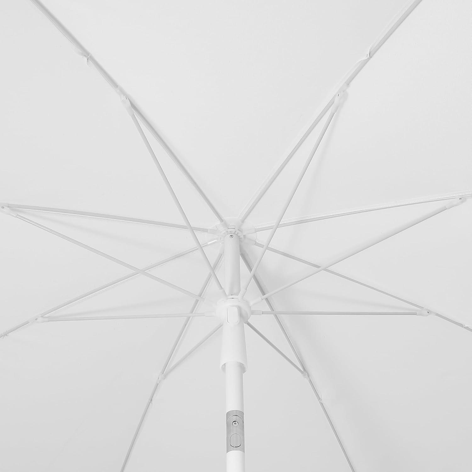 imageJONATHAN Y UMB1005E Mariner 65 ft Classic Cottage Fringe Tassel Market Beach Umbrella with Push Button Tilt Wind Vent and UV Protection and Matching Carry Bag in Cream White PoleWhiteBlack