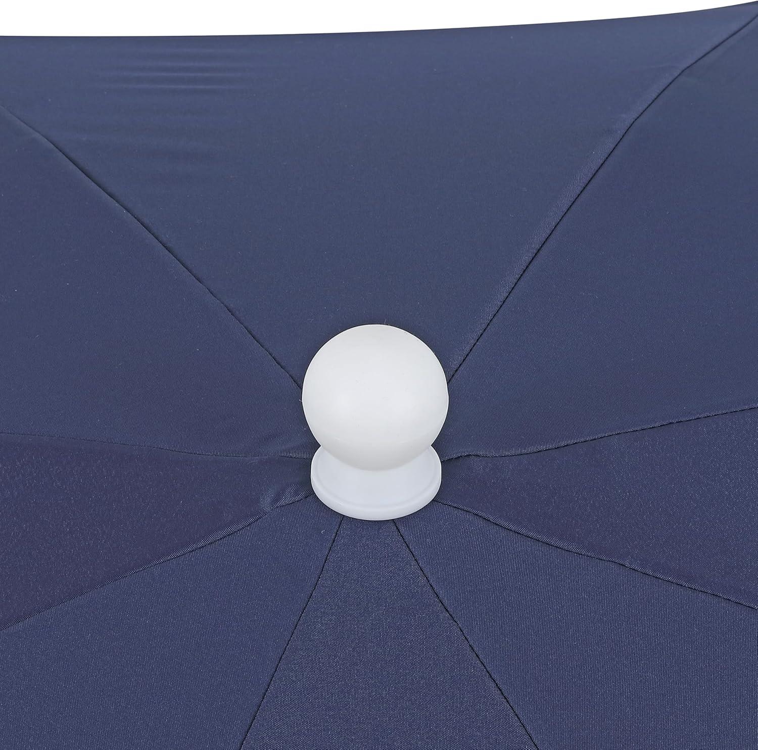 imageJONATHAN Y UMB1005E Mariner 65 ft Classic Cottage Fringe Tassel Market Beach Umbrella with Push Button Tilt Wind Vent and UV Protection and Matching Carry Bag in Cream White PoleNavy