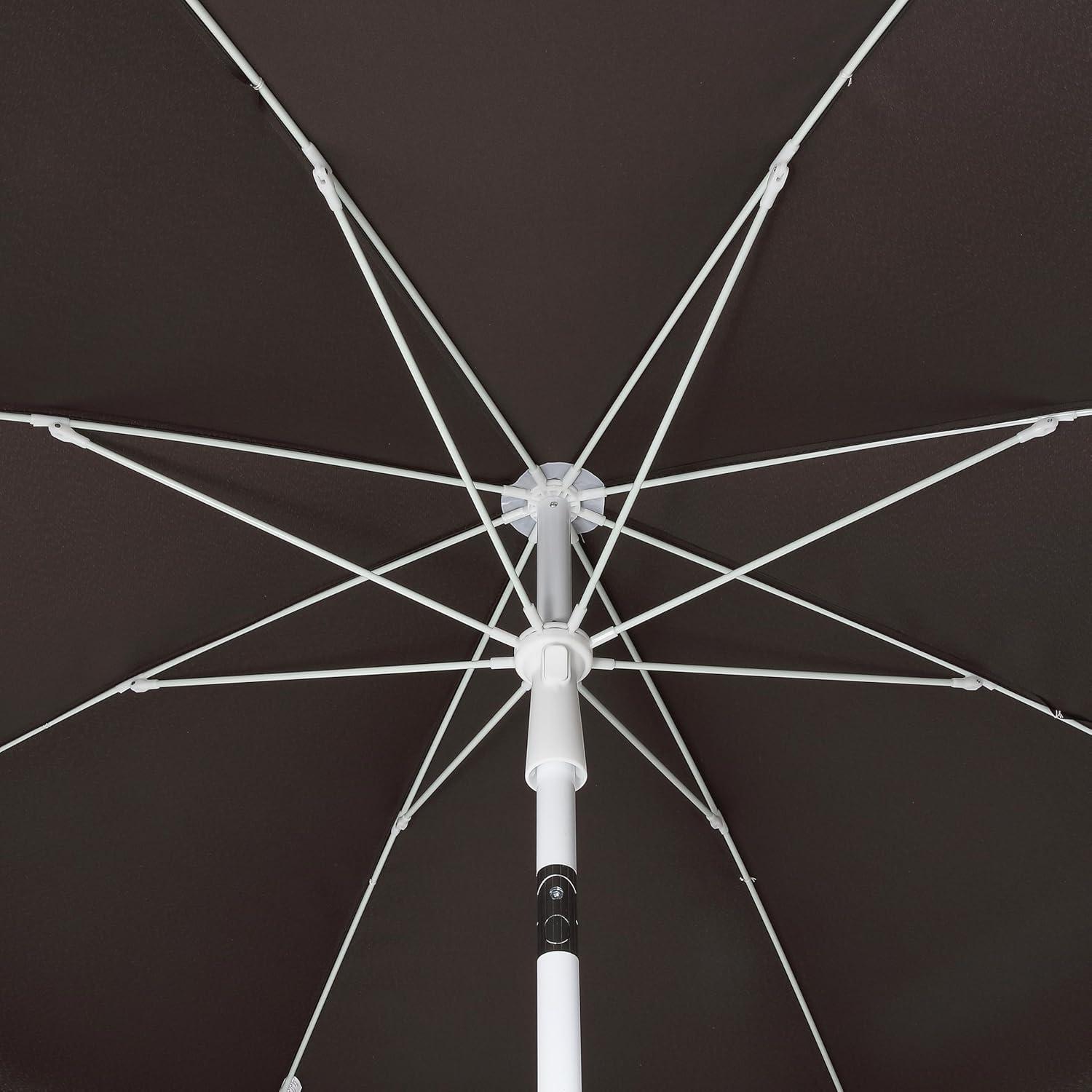 imageJONATHAN Y UMB1005E Mariner 65 ft Classic Cottage Fringe Tassel Market Beach Umbrella with Push Button Tilt Wind Vent and UV Protection and Matching Carry Bag in Cream White PoleBlack